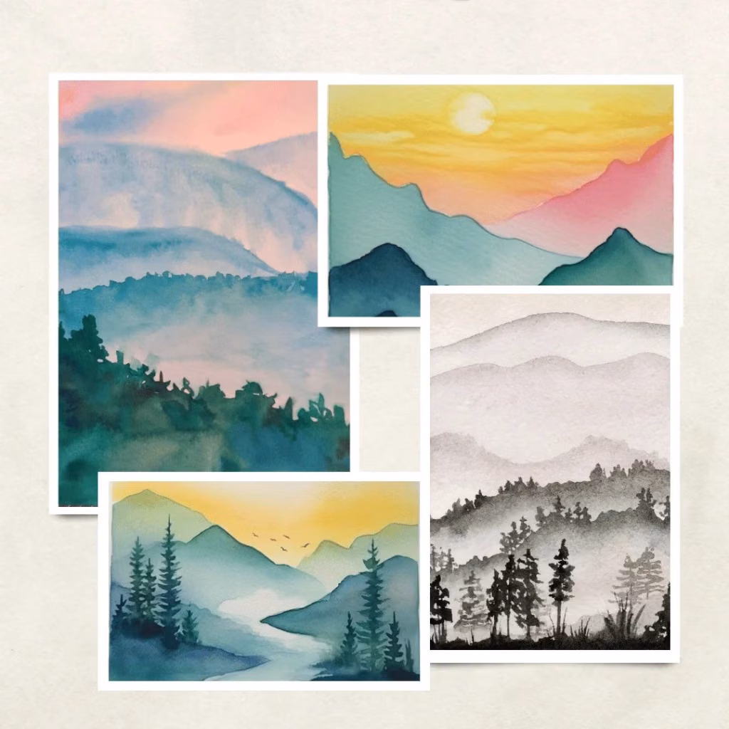Aquarell: Berglandschaft - Vienna house / Wyndham