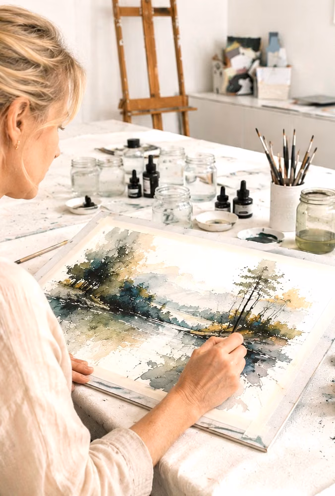 Künstlerischer Abend: Tusche & Aquarell | Linie & Rhythmus
