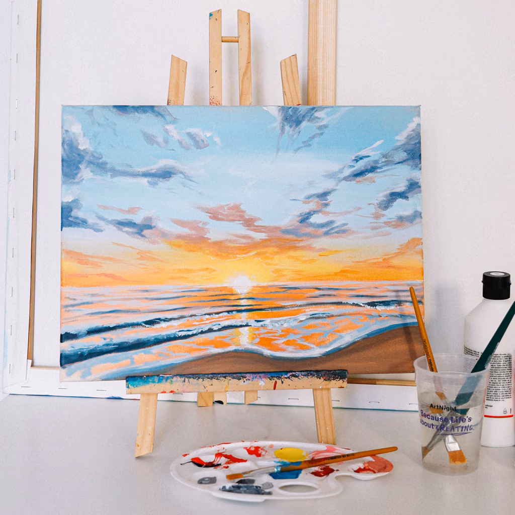 Sunset on the Beach - Claudia Goldschmidt Art&Sip Lounge// Location CUYL