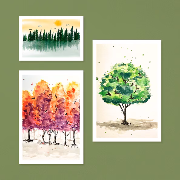 Aquarell: Baum und Wald - Schmidtchen im Planetarium