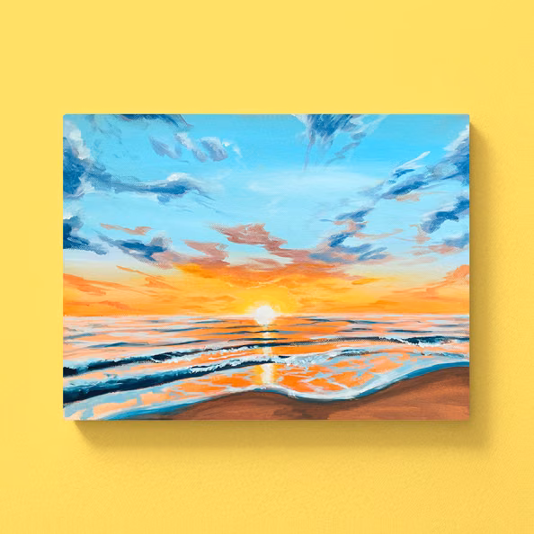 Sunset on the Beach - Claudia Goldschmidt Art&Sip Lounge// Location CUYL