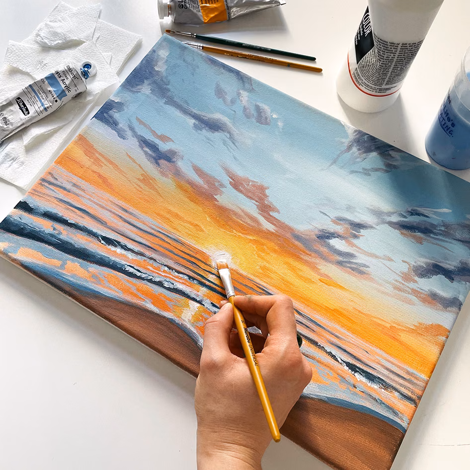 Sunset on the Beach - Claudia Goldschmidt Art&Sip Lounge// Location CUYL