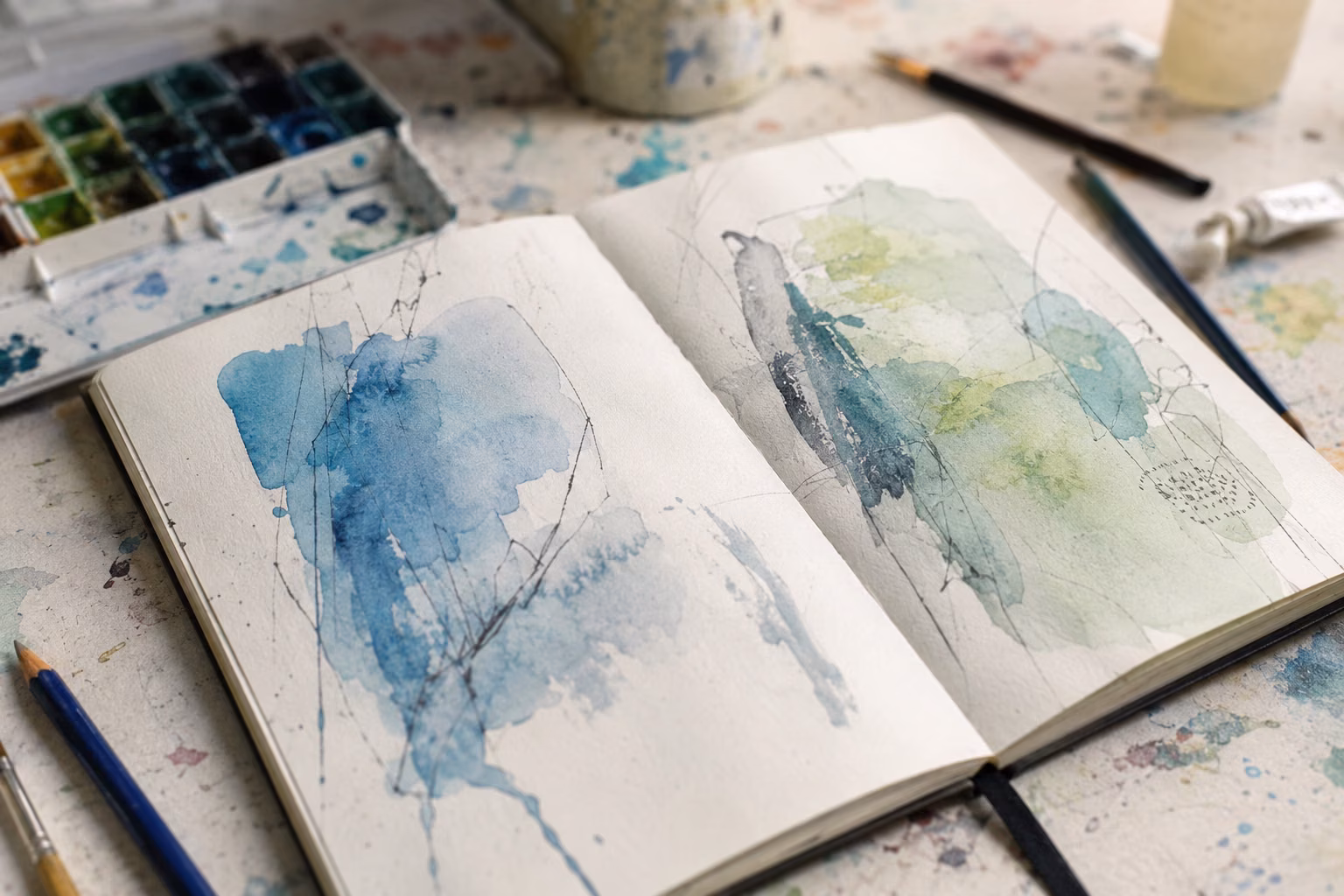 Künstlerischer Abend: Tusche & Aquarell | Linie & Rhythmus