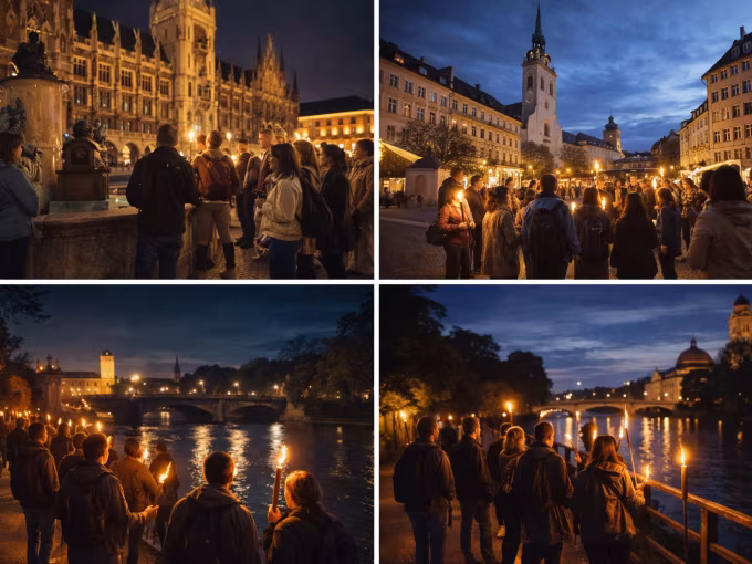 Business Fackeltour München: Erlebnis-Stadtführung durch die Altstadt bis zur Isar 20-30P