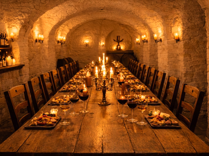 Die Tafelrunde des Weines Historische Weinverkostung im Gewölbekeller mit Winzerbrotzeit