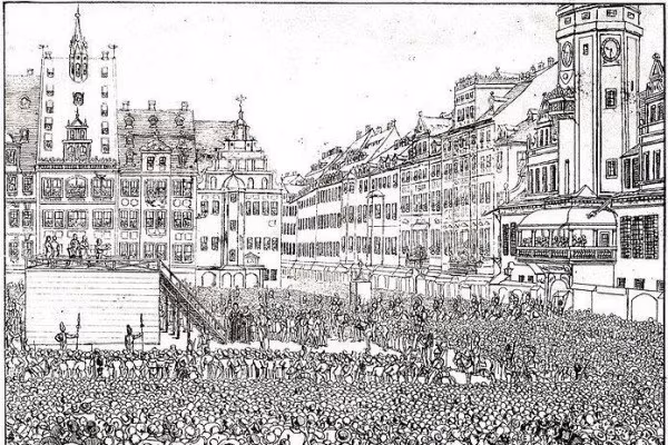 Auch in Leipzig fanden die Hinrichtungen auf dem Marktplatz statt.