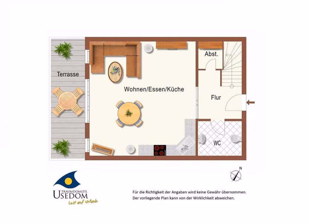 Apartment mit 2 Schlafzimmern mit Balkon und Terrasse