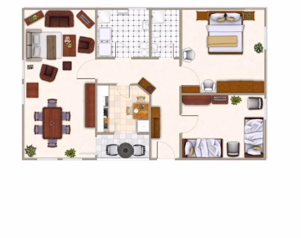 Apartment mit 2 Schlafzimmern und Balkon