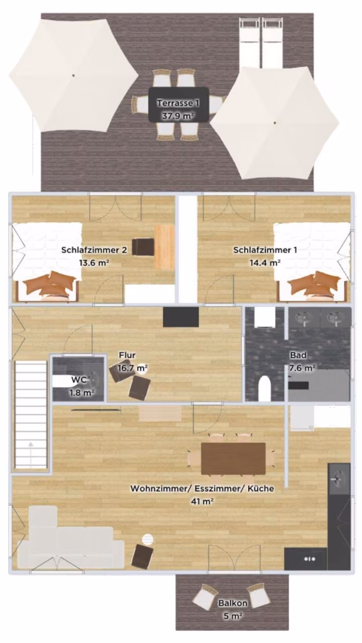 Apartment mit 2 Schlafzimmern