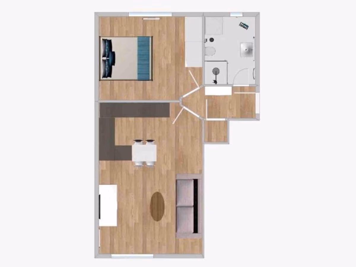 Deluxe Apartment mit 1 Schlafzimmer und Gartenblick