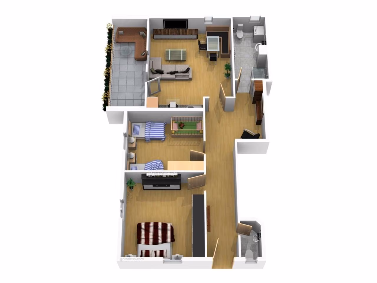 Deluxe-Apartment mit 2 Schlafzimmern und Gartenblick