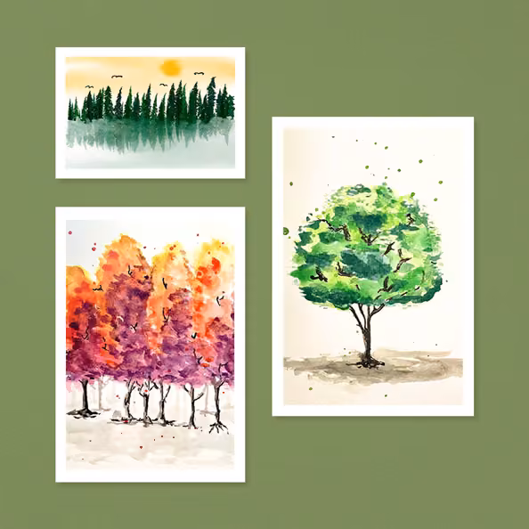 Aquarell: Baum und Wald - Schmidtchen im Planetarium