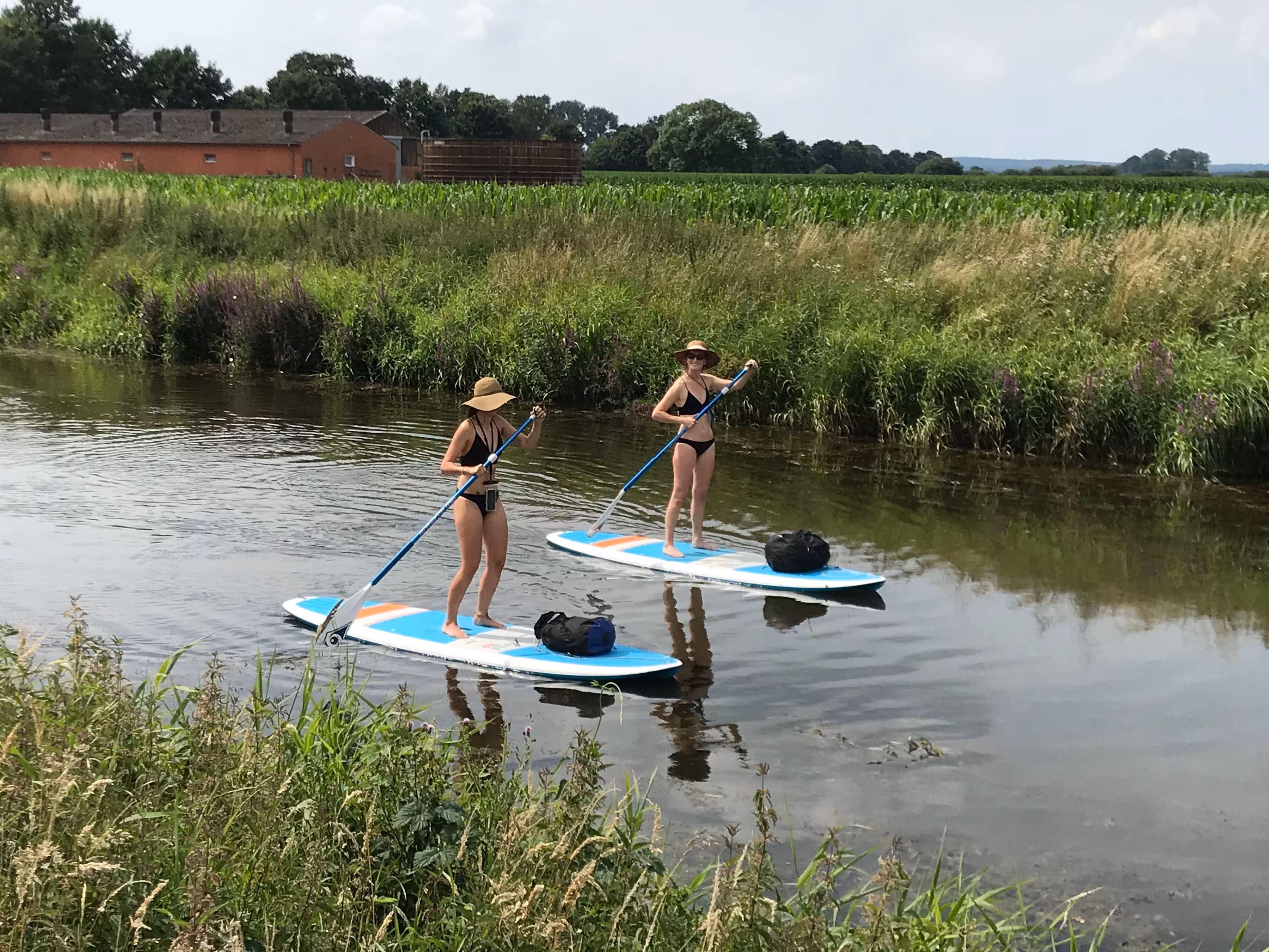 Eine Gruppe bei einer SUP-Tour im Dümmer Weserland