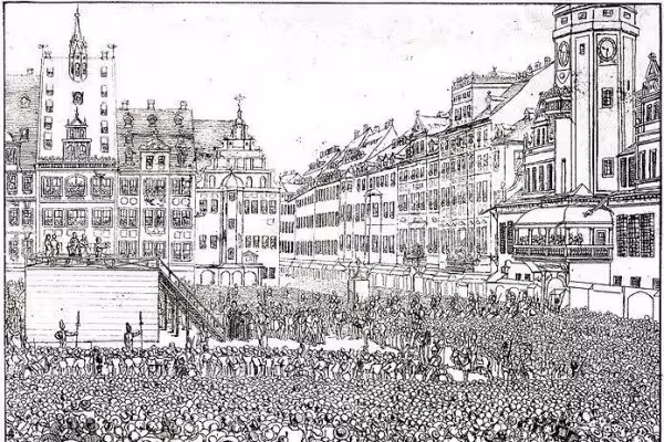 Auch in Leipzig fanden die Hinrichtungen auf dem Marktplatz statt.